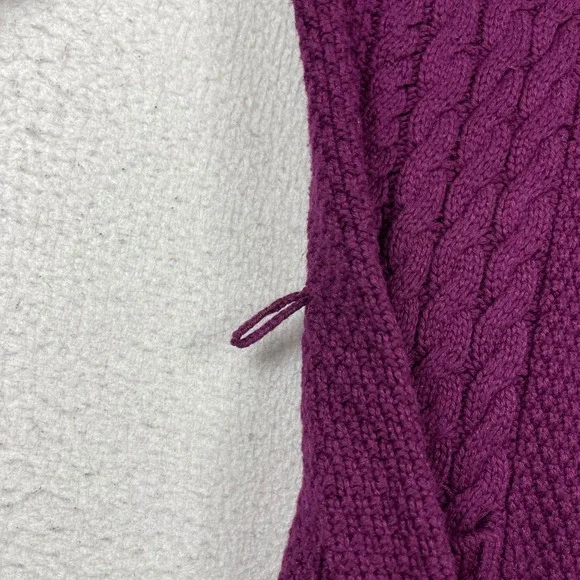 Talbots Sweater Womens Medium Purple Cable Knit Shawl Collar Cardigan Vintage - Picture 9 of 10